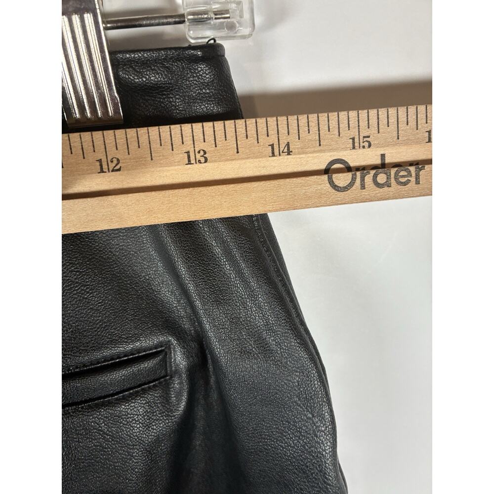 Spanx M Black Faux Leather Flare Pants High Waist Pull On Shaping Y2K Stretch - Picture 5 of 7